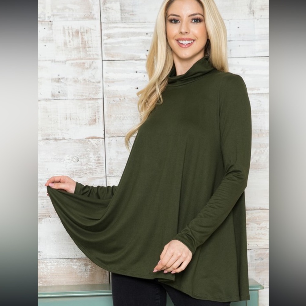 Olive green long sleeve tunic top ✨
